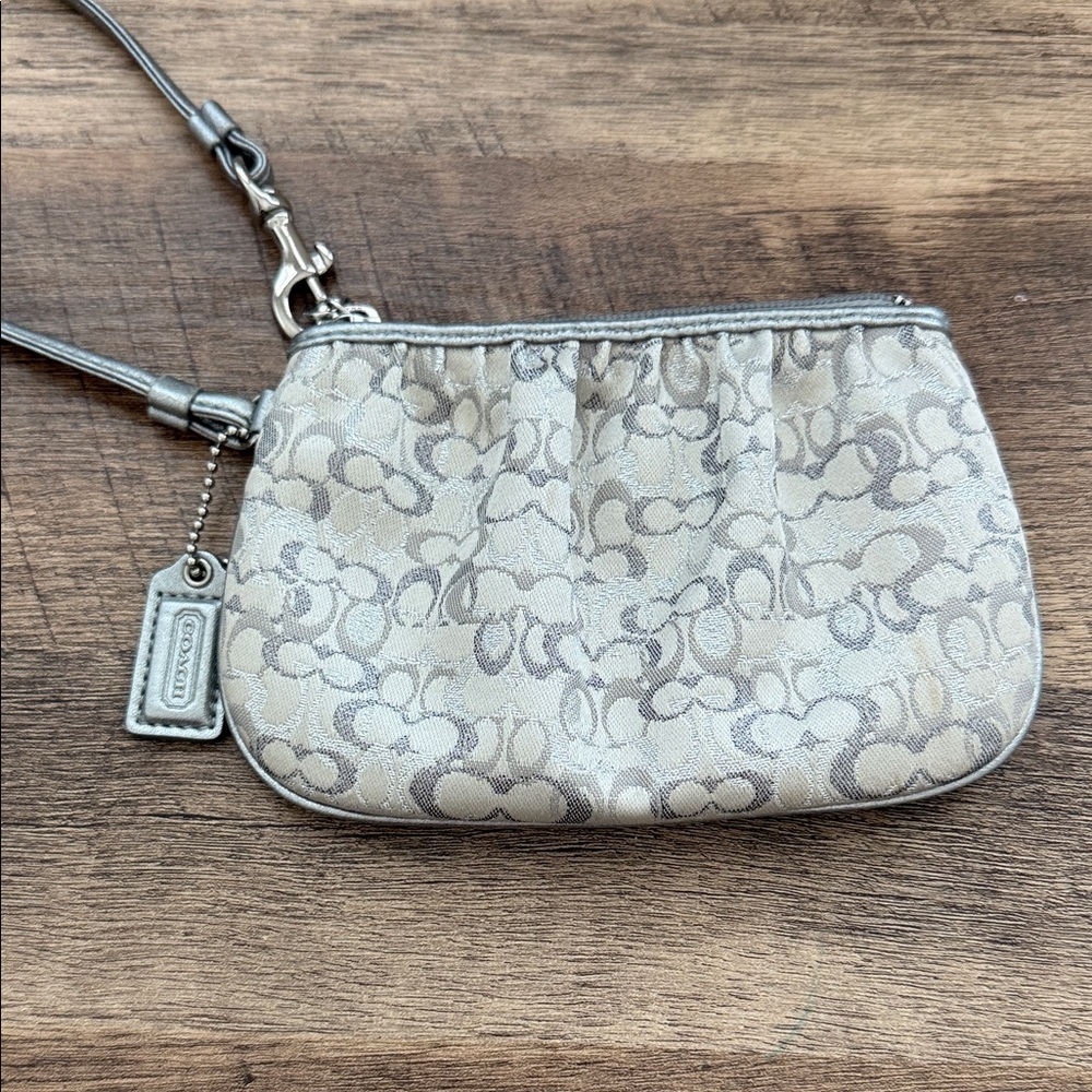 Coach Beige Signature Canvas Wristlet